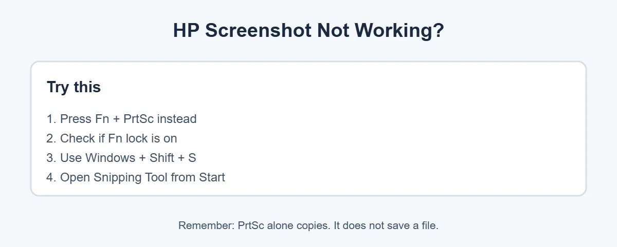 Screenshot on HP laptop not working: quick fixes