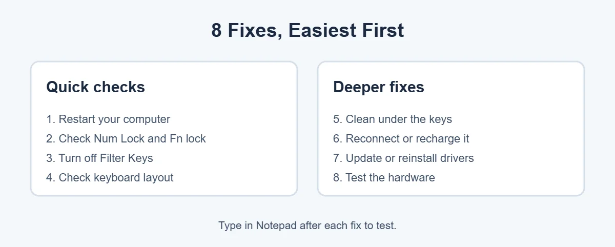 Fixes for some keys on keyboard not working in order